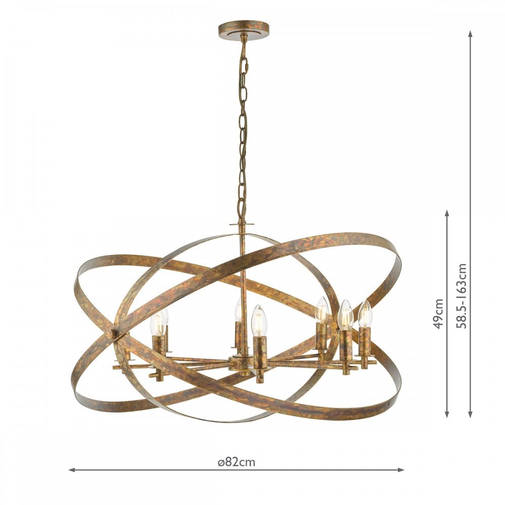 NIT0864 Nitya 8 Light Pendant Mottled Copper