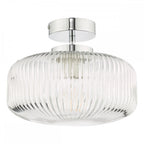 RIV5208 Riva Bathroom Semi Flush Ceiling Light Ribbed Glass Polished Chrome