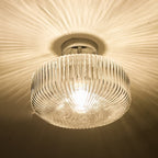 RIV5208 Riva Bathroom Semi Flush Ceiling Light Ribbed Glass Polished Chrome