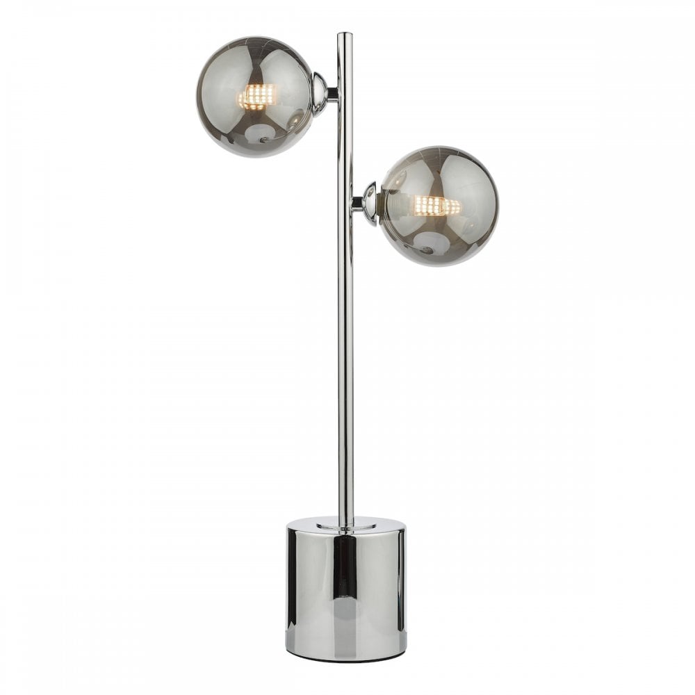 SPI4250-01 Spiral 2 Light Table Lamp Polished Chrome Smoked Glass