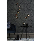 SPI4922-01 Spiral 6 Light Floor Lamp Matt Black Smoked Glass