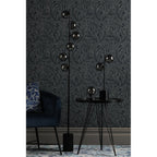 SPI4922-01 Spiral 6 Light Floor Lamp Matt Black Smoked Glass