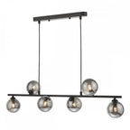 SPI6422-01 Spiral 6 Light Bar Pendant Matt Black Smoked Glass