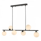 SPI6422-02 Spiral 6 Light Bar Pendant Matt Black Opal Glass