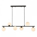 SPI6422-02 Spiral 6 Light Bar Pendant Matt Black Opal Glass