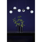 SPI6422-02 Spiral 6 Light Bar Pendant Matt Black Opal Glass