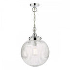 TAM0150-IP44 Tamara Bathroom Pendant Polished Chrome Ribbed Glass