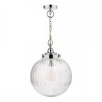 TAM0150-IP44 Tamara Bathroom Pendant Polished Chrome Ribbed Glass