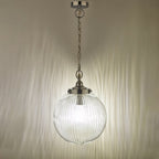 TAM0150-IP44 Tamara Bathroom Pendant Polished Chrome Ribbed Glass