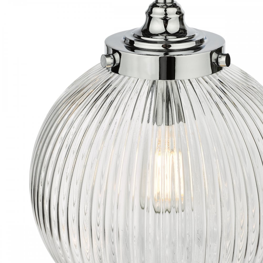 TAM0150-IP44 Tamara Bathroom Pendant Polished Chrome Ribbed Glass