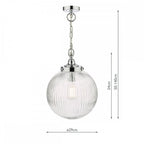 TAM0150-IP44 Tamara Bathroom Pendant Polished Chrome Ribbed Glass