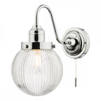 TAM0750-IP44 Tamara Bathroom Wall Light Polished Chrome Ribbed Glass