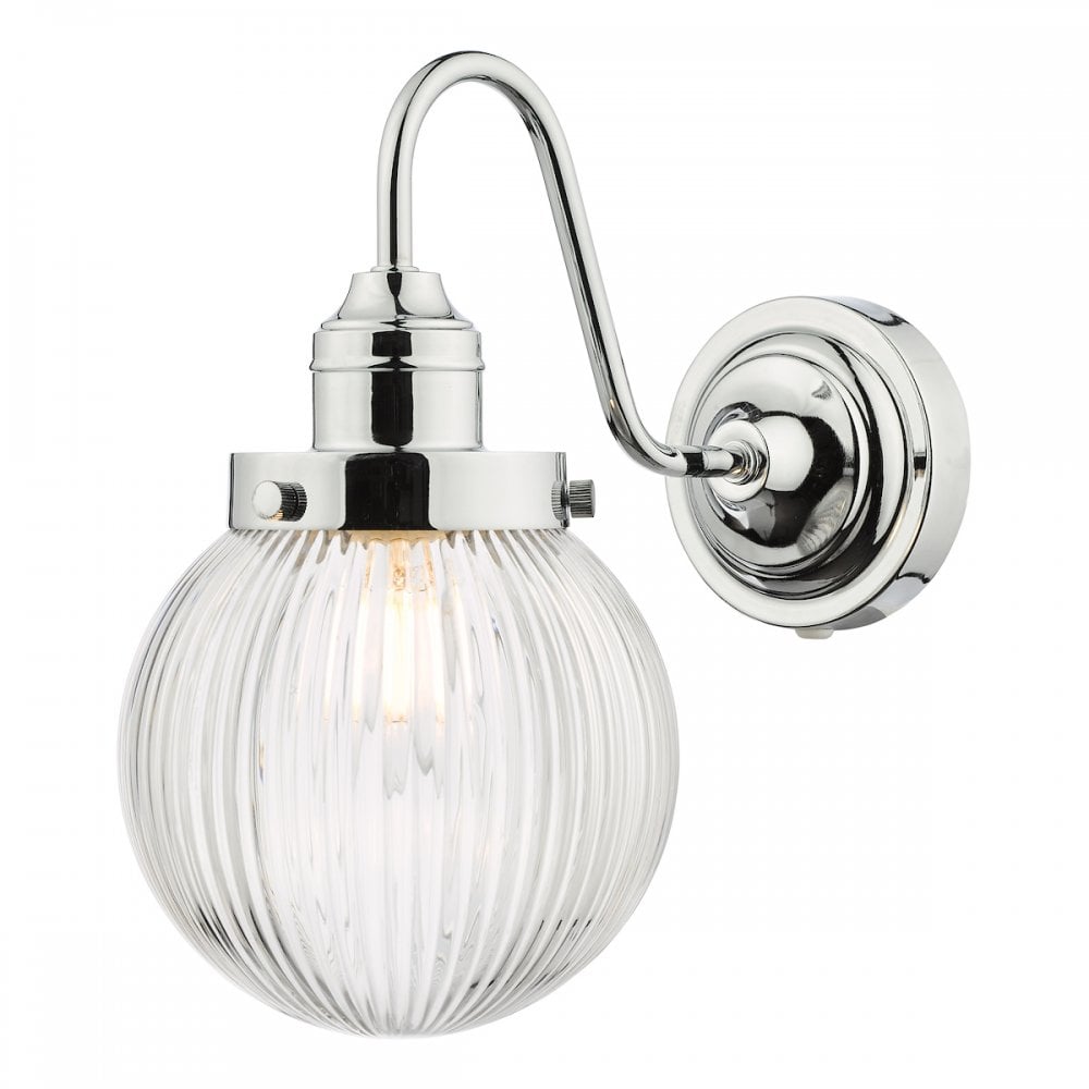 TAM0750-IP44 Tamara Bathroom Wall Light Polished Chrome Ribbed Glass