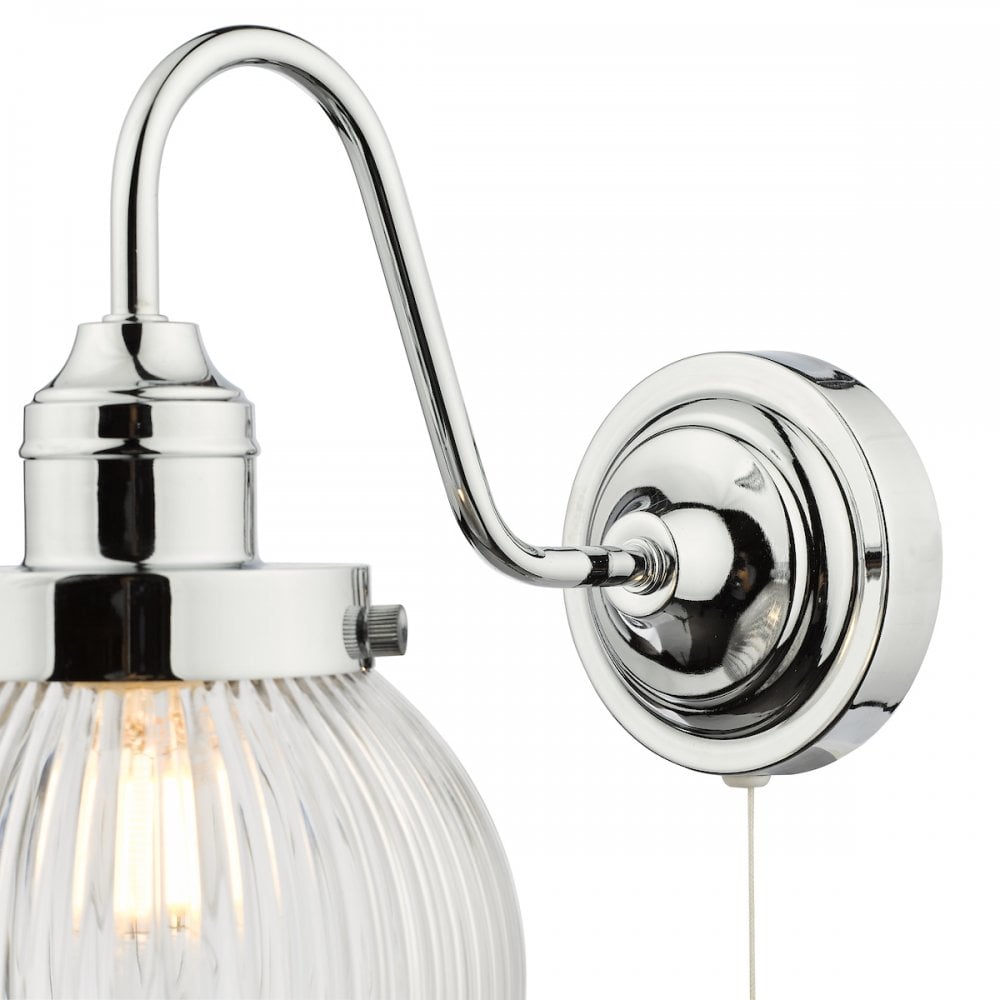 TAM0750-IP44 Tamara Bathroom Wall Light Polished Chrome Ribbed Glass