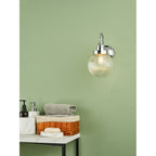 TAM0750-IP44 Tamara Bathroom Wall Light Polished Chrome Ribbed Glass