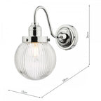 TAM0750-IP44 Tamara Bathroom Wall Light Polished Chrome Ribbed Glass