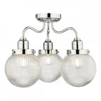 TAM5350-IP44 Tamara 3 Light Bathroom Semi Flush Polished Chrome Ribbed Glass