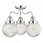 TAM5350-IP44 Tamara 3 Light Bathroom Semi Flush Polished Chrome Ribbed Glass