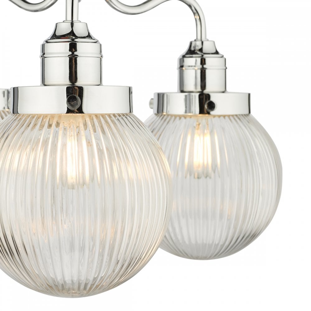 Tamara 3 Light Bathroom Semi Flush Polished Chrome Ribbed Glass