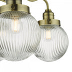 TAM5375-IP44 Tamara 3 Light Bathroom Semi Flush Antique Brass Ribbed Glass