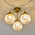TAM5375-IP44 Tamara 3 Light Bathroom Semi Flush Antique Brass Ribbed Glass