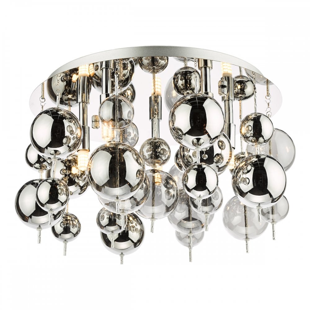 THO5410 Thora 5 Light Flush Polished Chrome Smoked Glass
