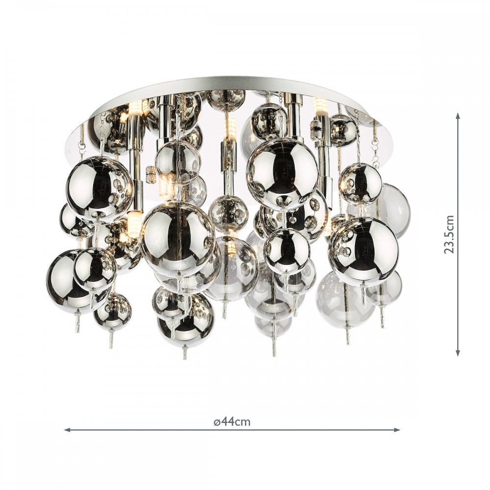 THO5410 Thora 5 Light Flush Polished Chrome Smoked Glass