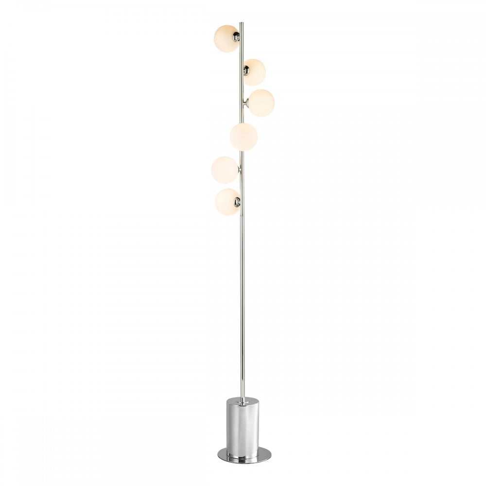 SPI4950-02 Spiral 6 Light Floor Lamp Polished Chrome Opal Glass
