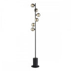 SPI4922-01 Spiral 6 Light Floor Lamp Matt Black Smoked Glass