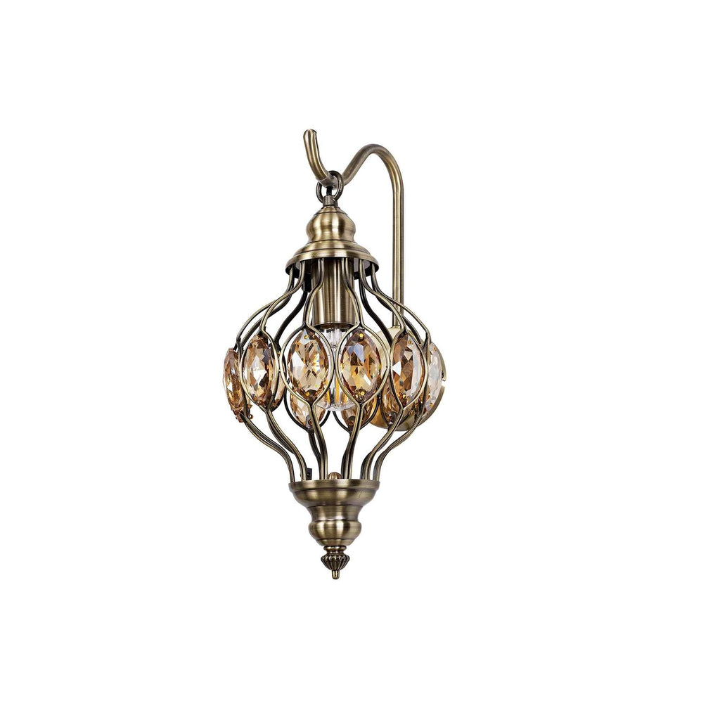 IL31573 Marisa Wall Lamp 1 Light Antique Brass/Amber Crystal