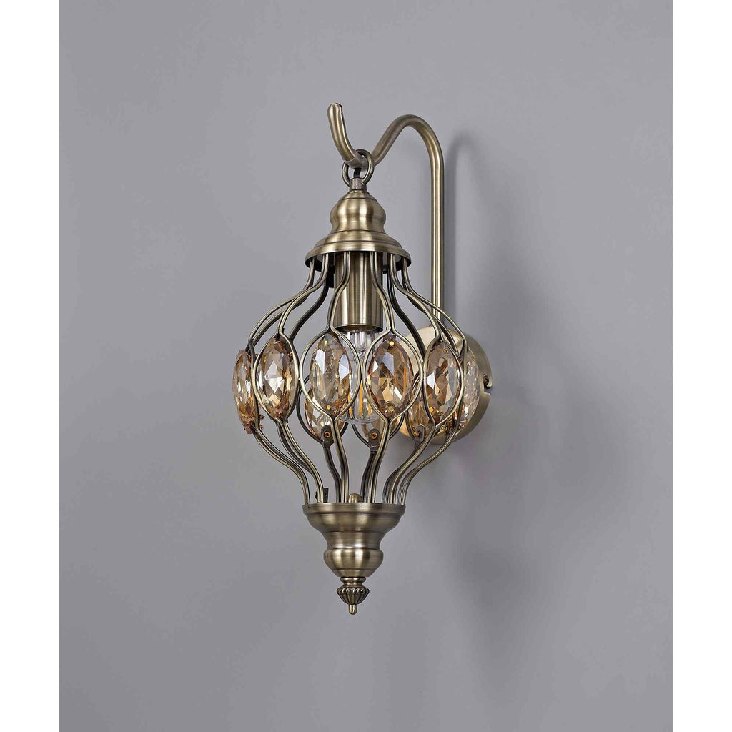 IL31573 Marisa Wall Lamp 1 Light Antique Brass/Amber Crystal