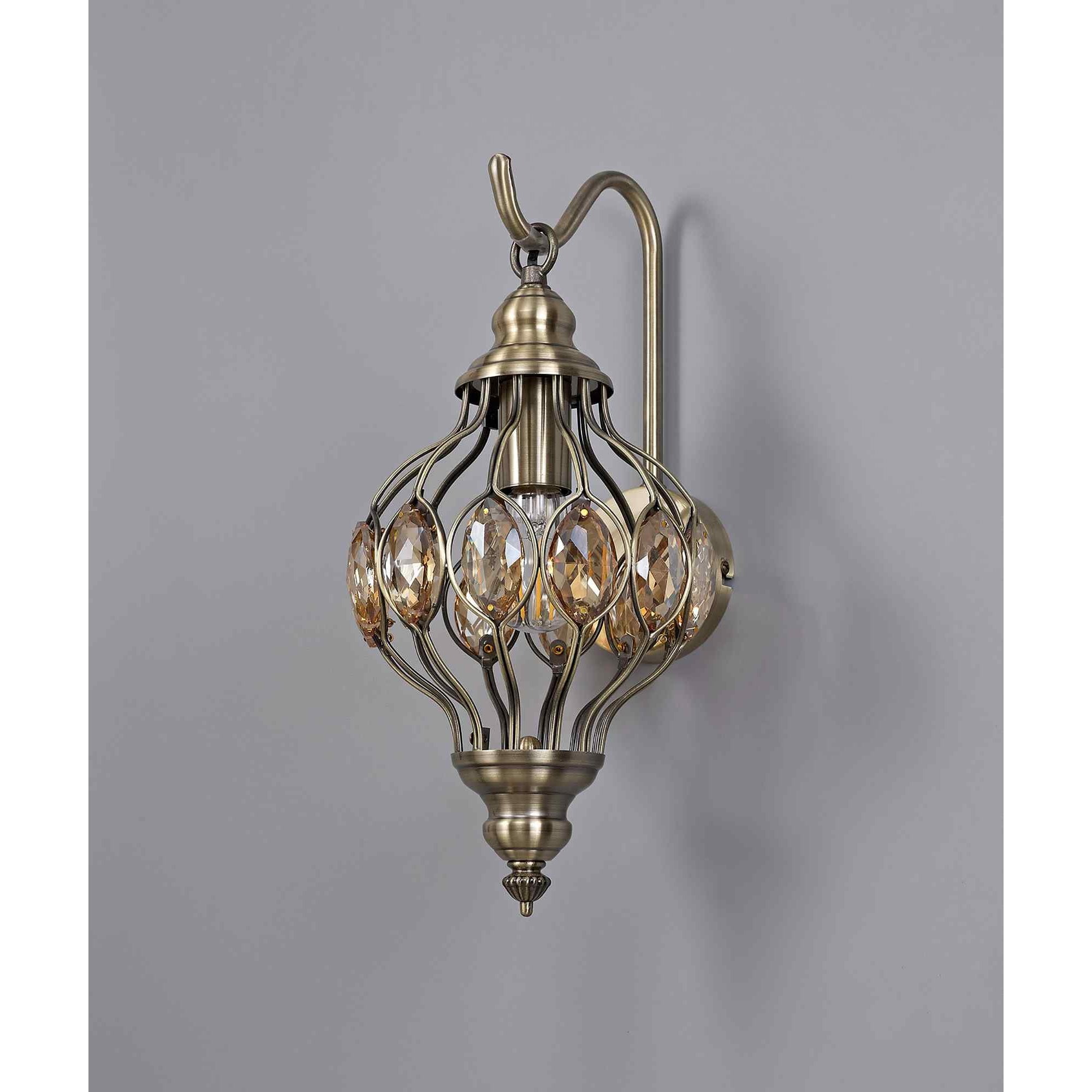 IL31573 Marisa Wall Lamp 1 Light Antique Brass/Amber Crystal