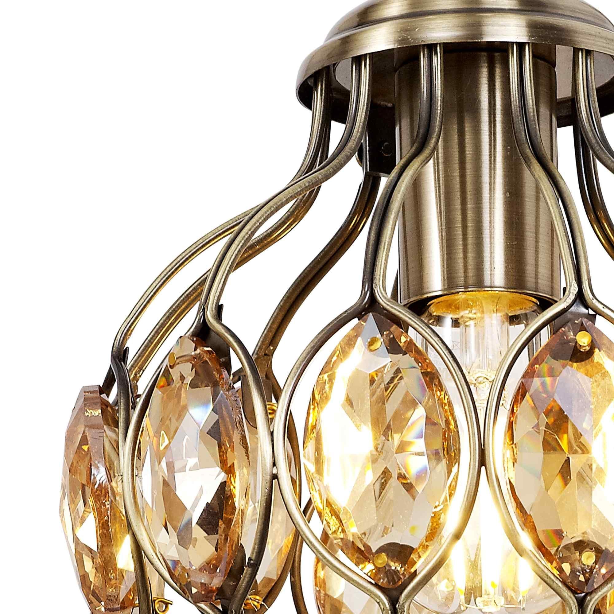 IL31573 Marisa Wall Lamp 1 Light Antique Brass/Amber Crystal