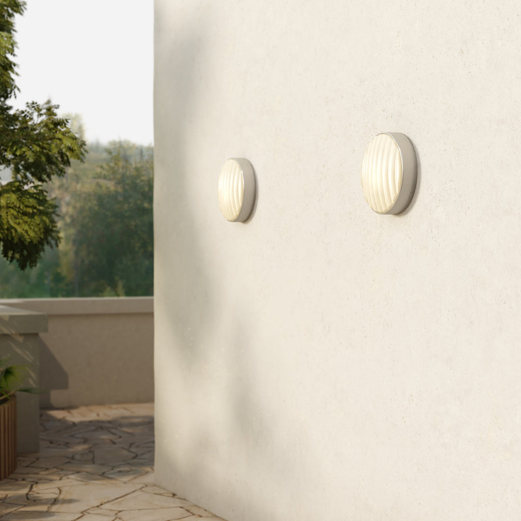 1032012 Montreal Round 300 Outdoor Wall Light Brushed Stainless Steel