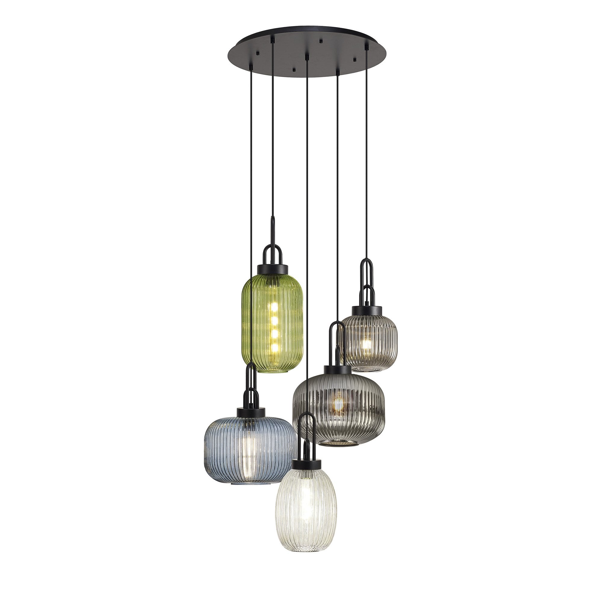NLK00329 Acme 5 Light Round Pendant Matt Black Matt Black