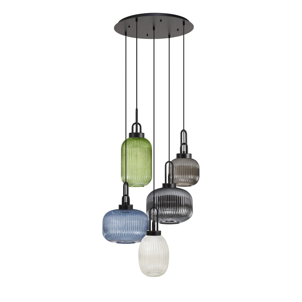 NLK00329 Acme 5 Light Round Pendant Matt Black Matt Black