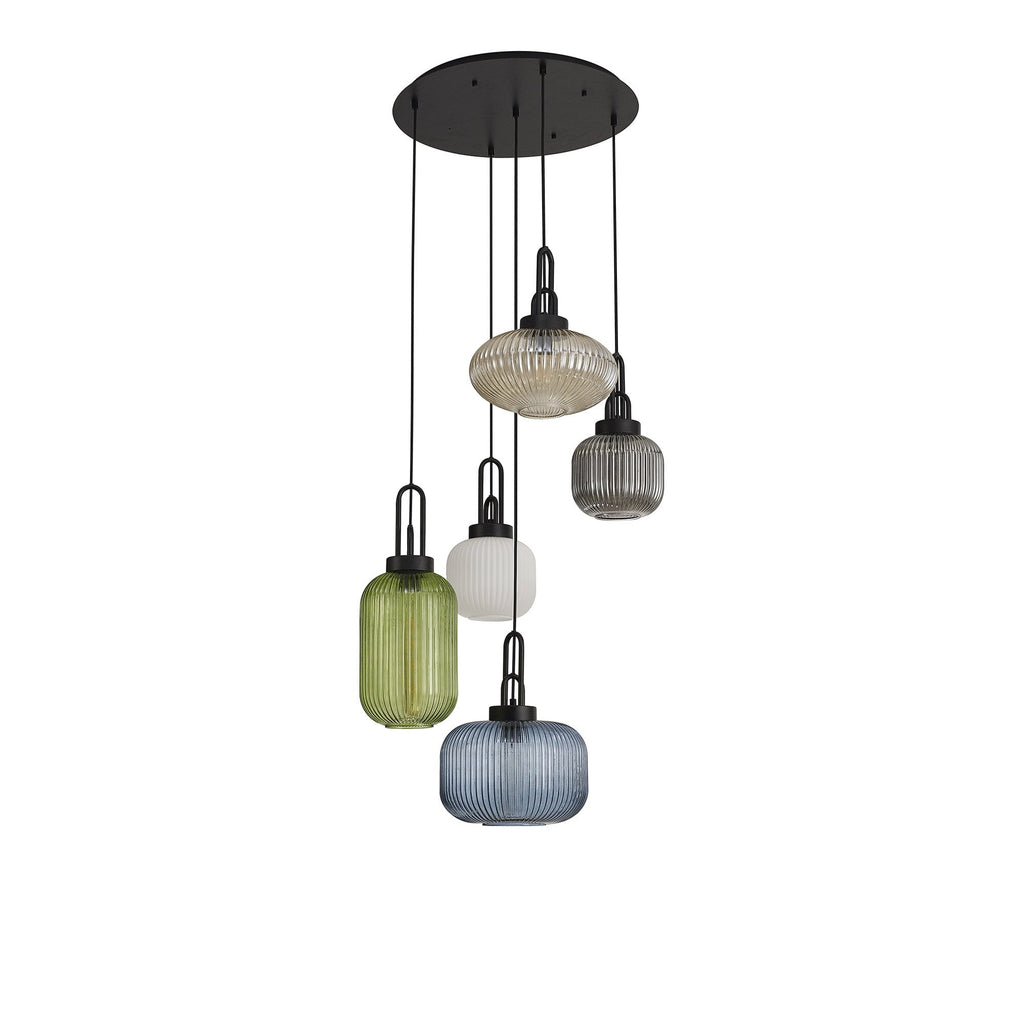 NLK00329 Acme 5 Light Round Pendant Matt Black Matt Black