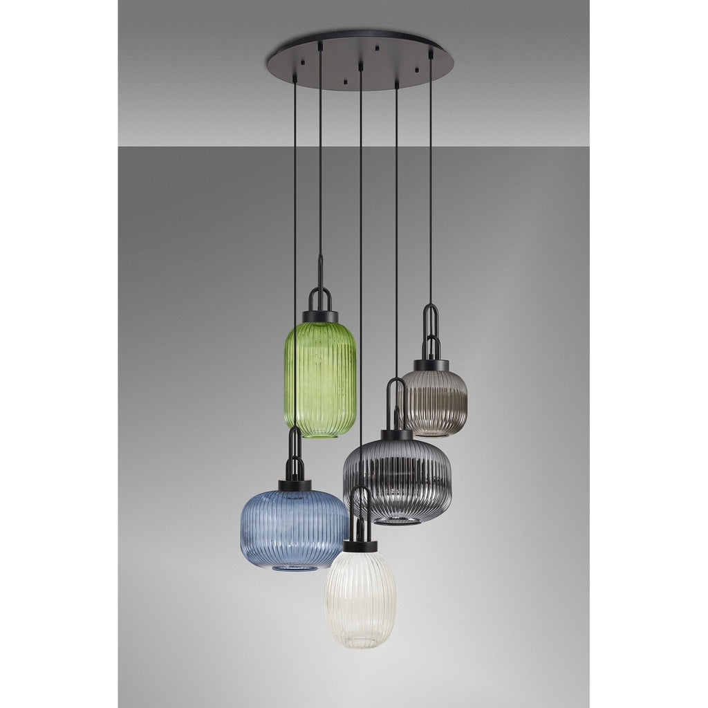 NLK00329 Acme 5 Light Round Pendant Matt Black Matt Black