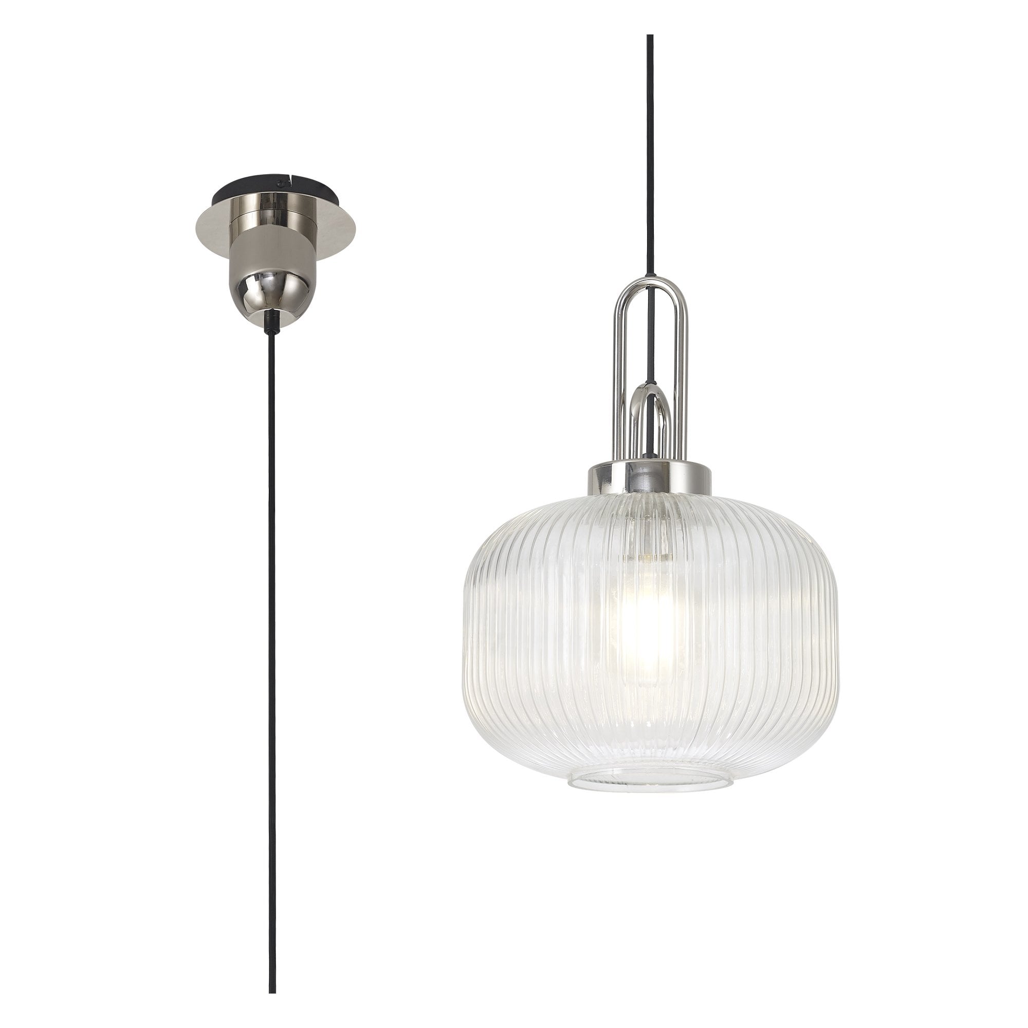 NLK05169 Amsterdam 1 Light Pendant Polished Nickel Matt Black