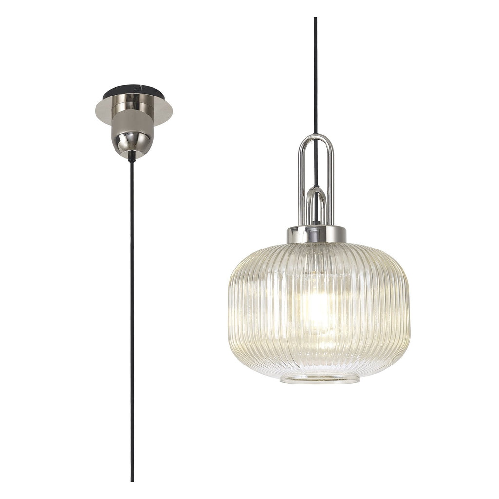 NLK05179 Amsterdam 1 Light Pendant Polished Nickel Matt Black