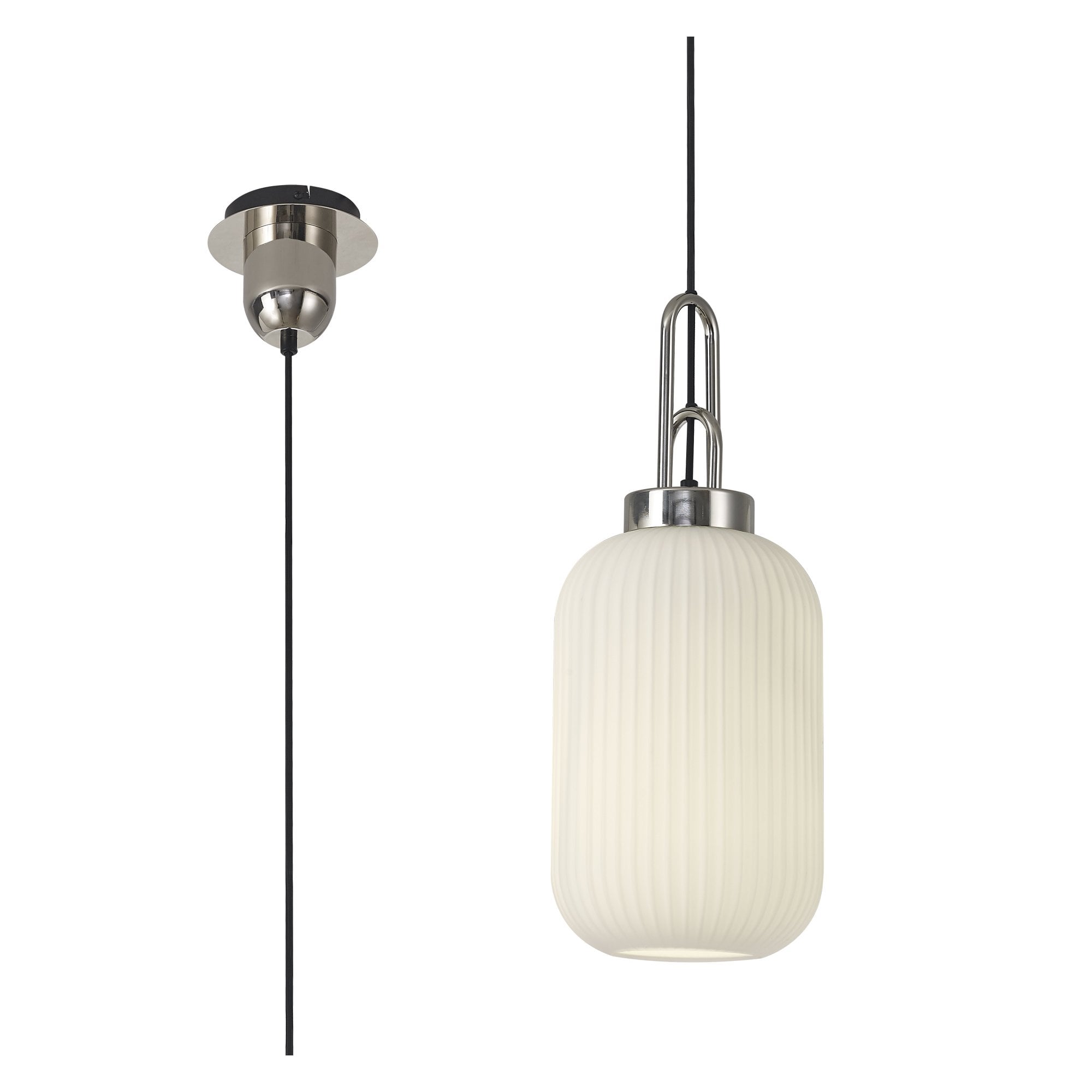 NLK05189 Amsterdam 1 Light Pendant Polished Nickel Matt Black