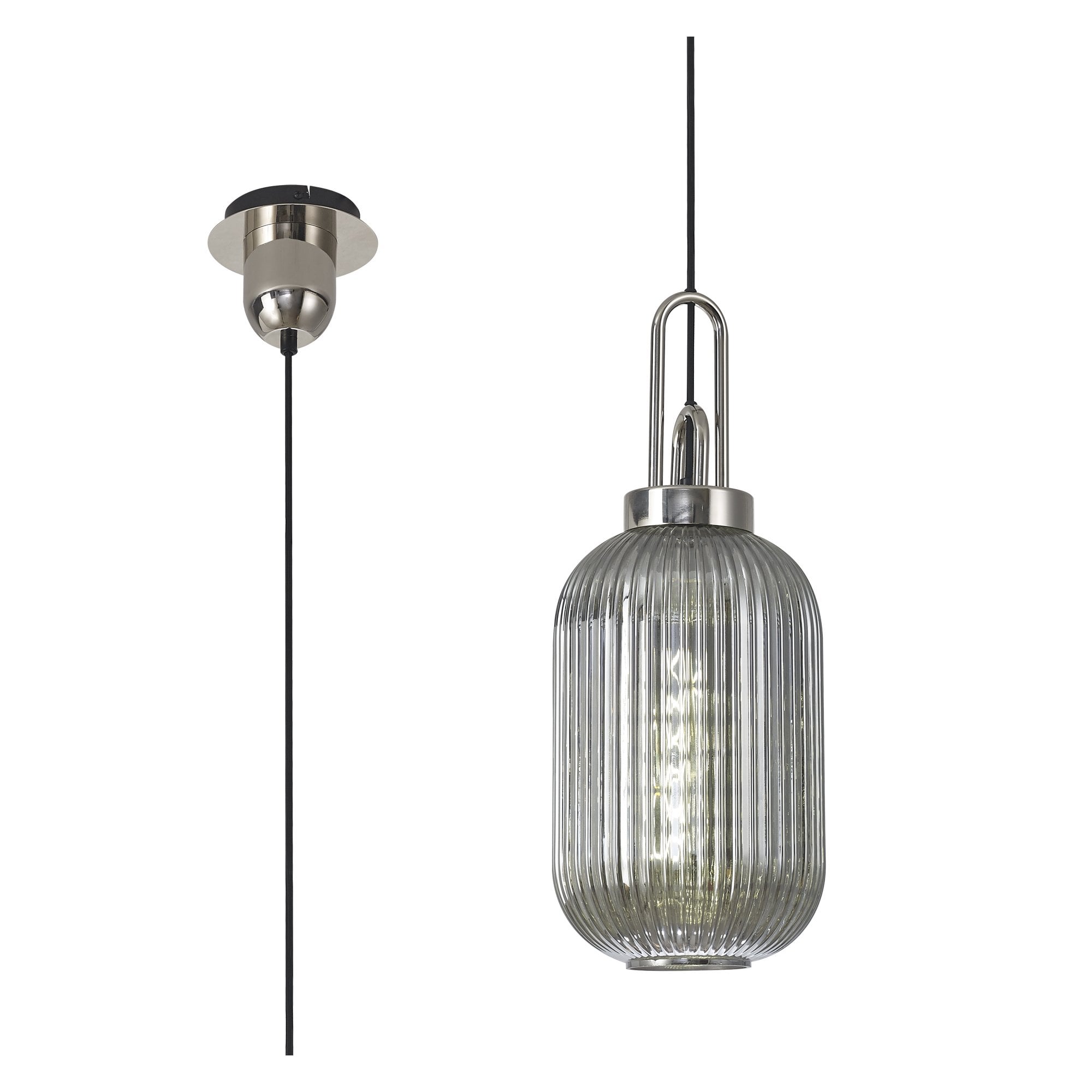 NLK05209 Amsterdam 1 Light Pendant Polished Nickel Matt Black