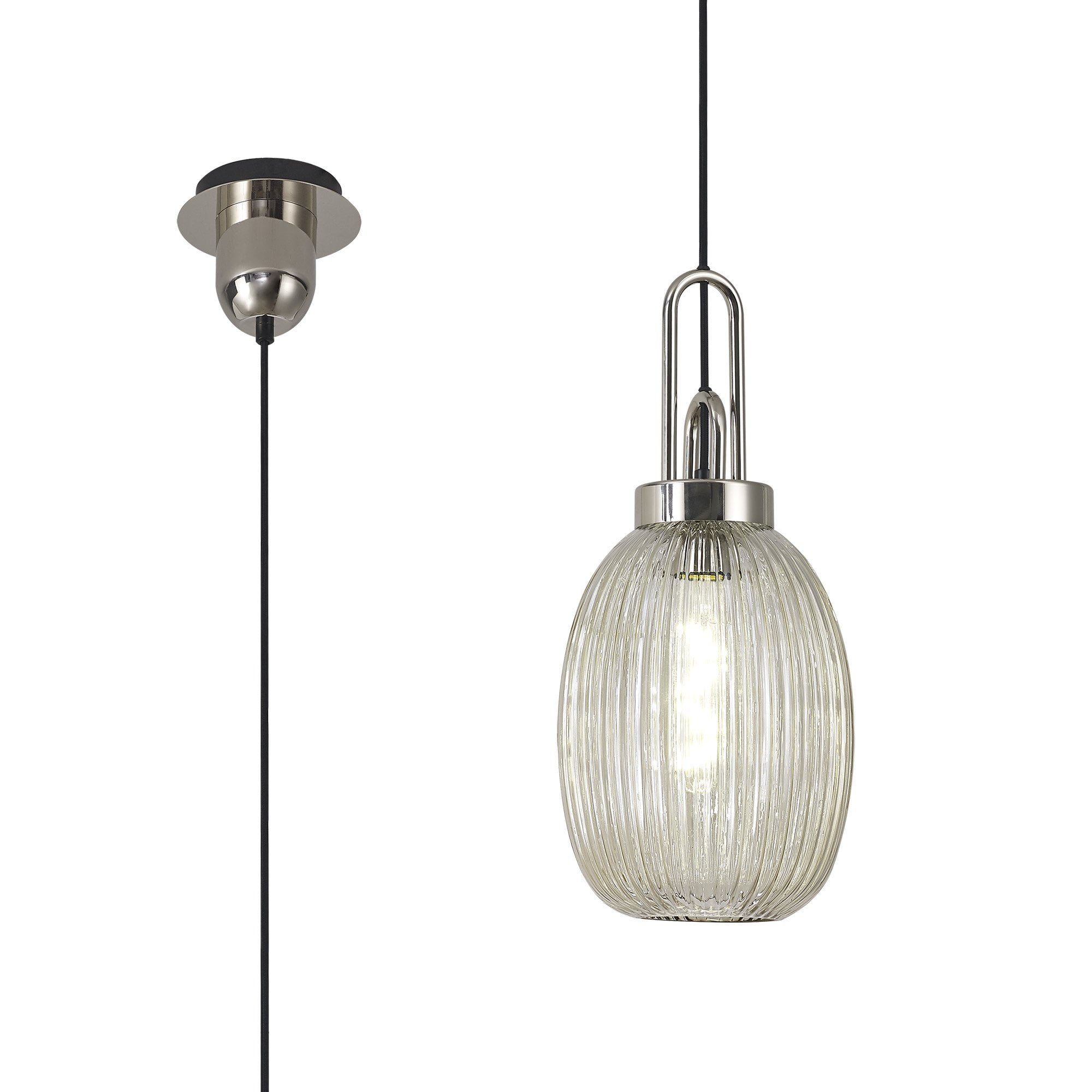 NLK05249 Amsterdam 1 Light Pendant Polished Nickel Matt Black