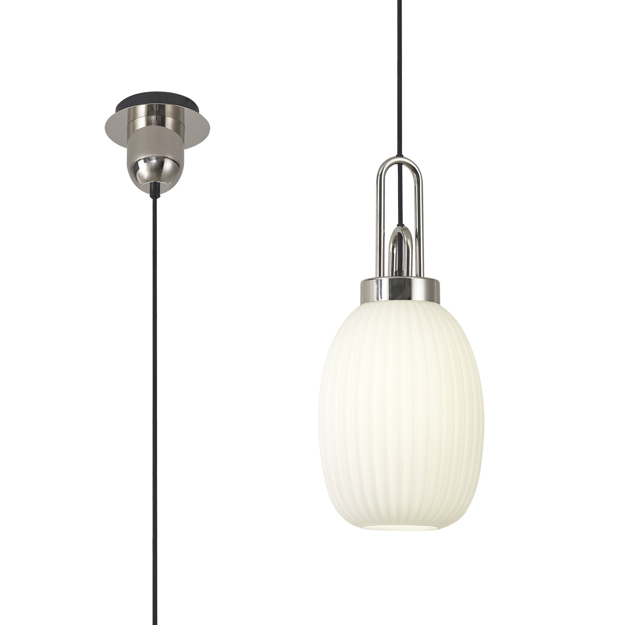NLK05259 Amsterdam 1 Light Pendant Polished Nickel Matt Black