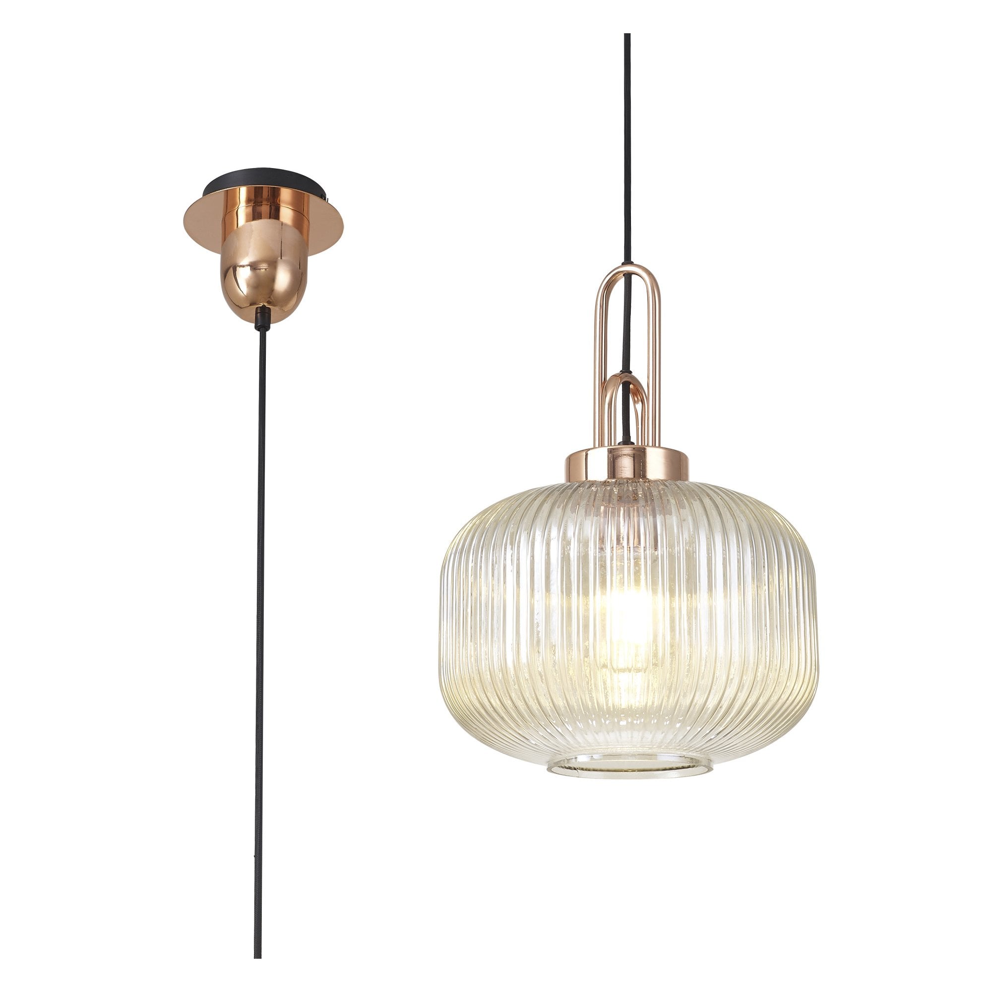 NLK05299 Amsterdam 1 Light Pendant Copper Matt Black