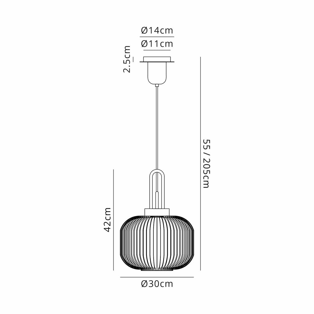 NLK05299 Amsterdam 1 Light Pendant Copper Matt Black