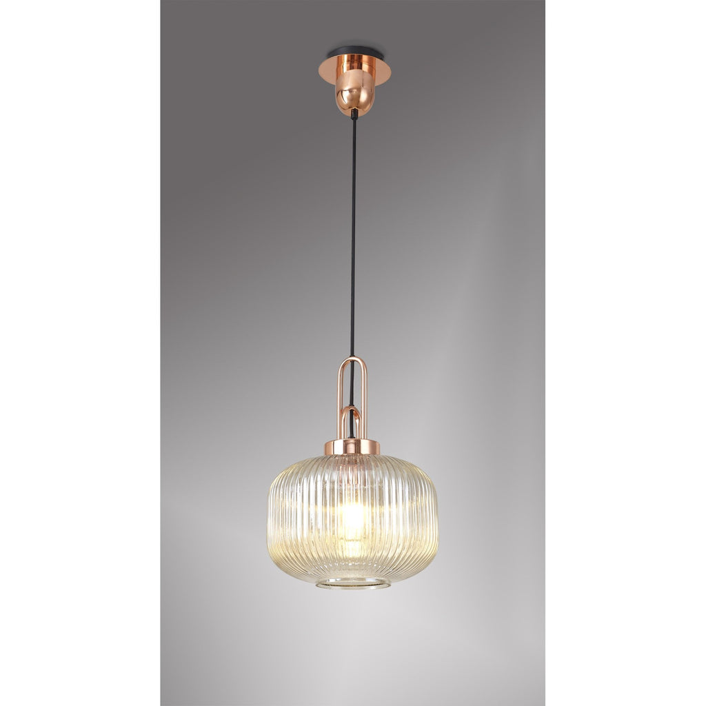NLK05299 Amsterdam 1 Light Pendant Copper Matt Black