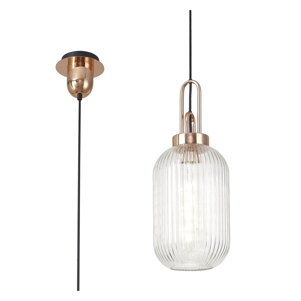 NLK05319 Amsterdam 1 Light Pendant Copper Matt Black