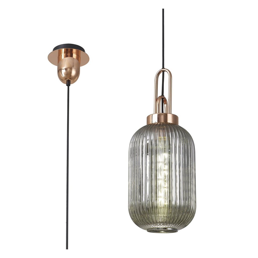 NLK05329 Amsterdam 1 Light Pendant Copper Matt Black