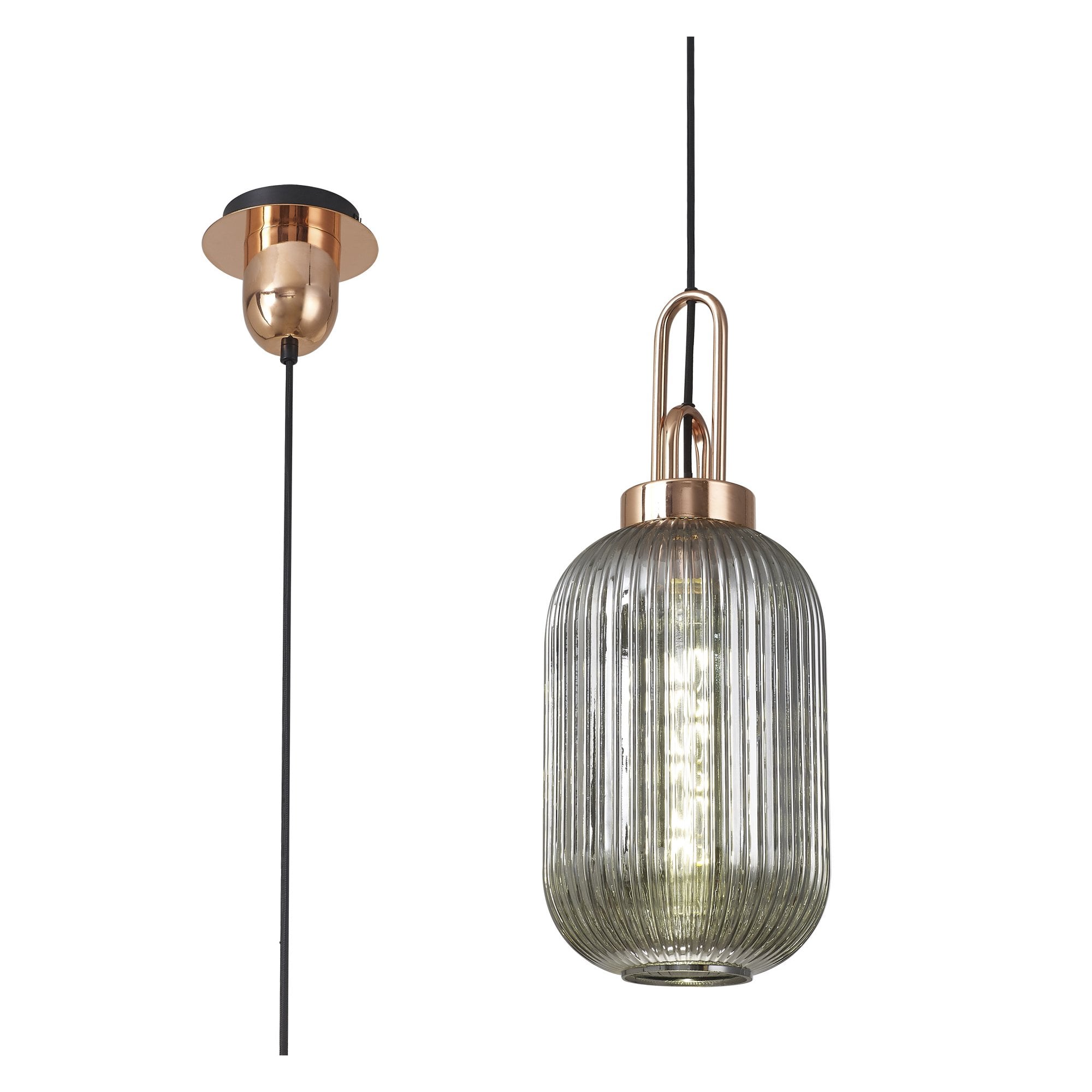 NLK05329 Amsterdam 1 Light Pendant Copper Matt Black